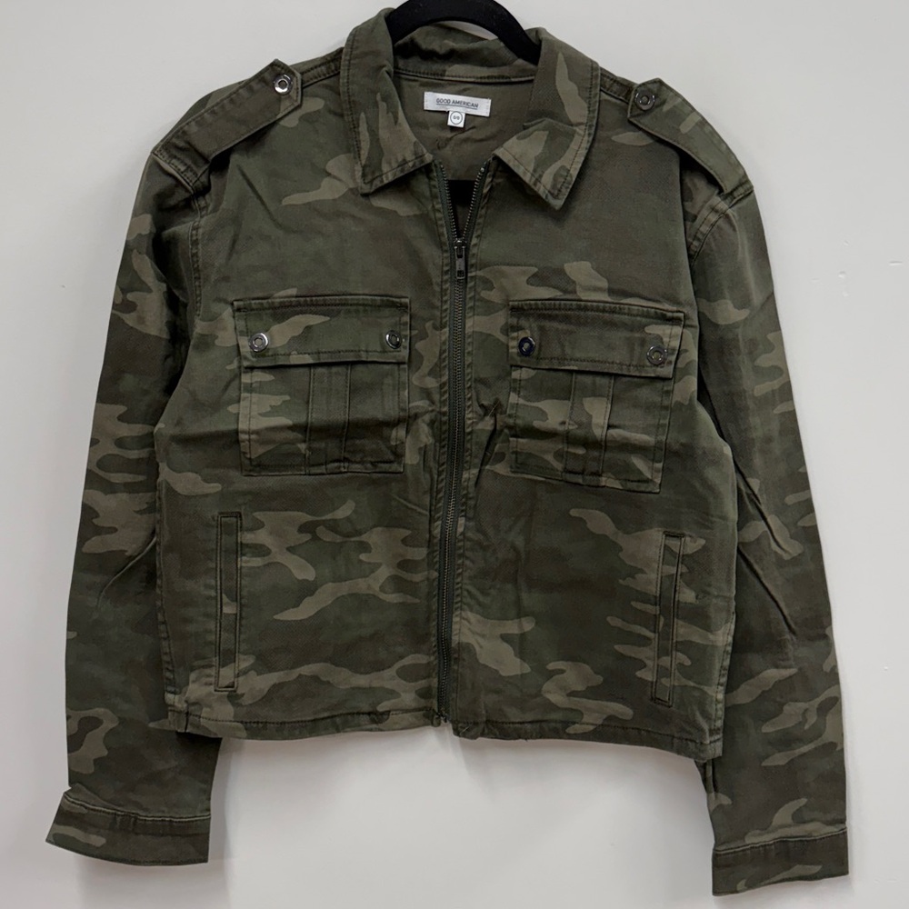NWT Good American Camo Print Military Jacket new